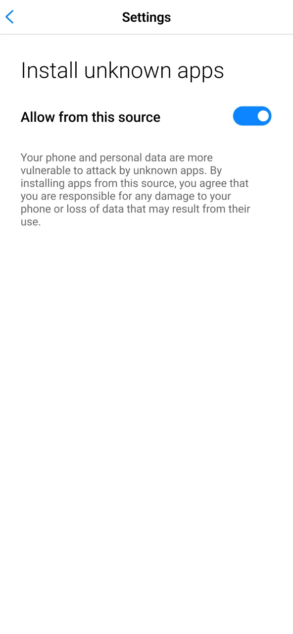 Enable unknown sources to install Melbet APK.