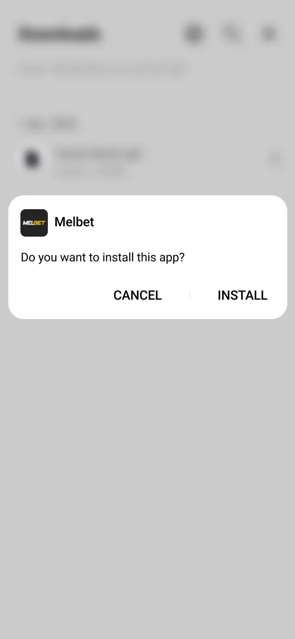 Confirm install to run Melbet APK on your device.